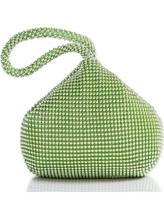 Handbags - 👜Women's Green Beaded Triangle Evening Clutch Wristlet Purses Wedding Bag